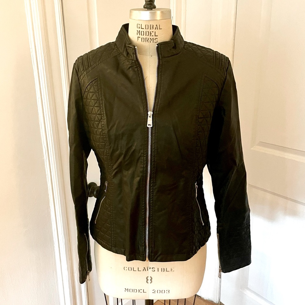 NWT!!COALITION LA HEARTLINES BLACK VEGAN LEATHER MOTO JACKET | LULUS
